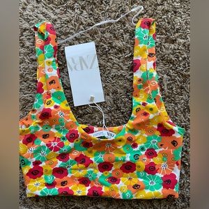 Zara floral mini cropped tank. New With Tags.